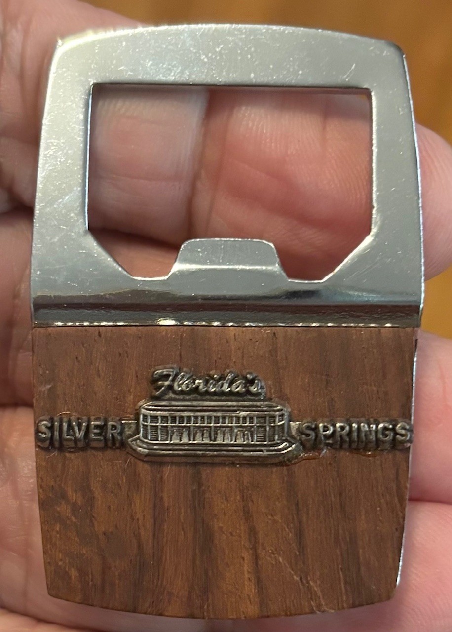 1970s Silver Springs Florida Souvenir Glass Bottom Boat Tile + Bottle Opener