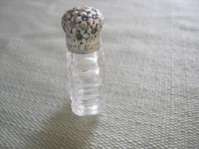 Antique Gorham Whiting Sterling Repousse Top Perfume Scent Bottle, 925 Fine
