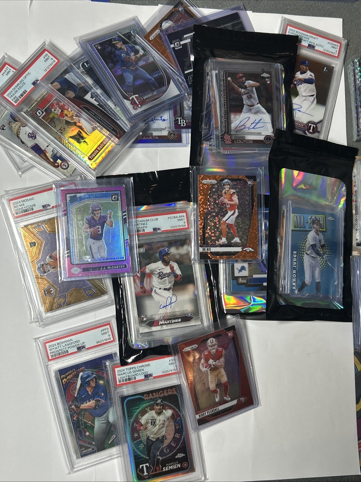 Sports Card MYSTERY Pack- 15 Cards NFL/MLB-4x Hits Per-Auto/Relic/#'d/RC/PSA 9