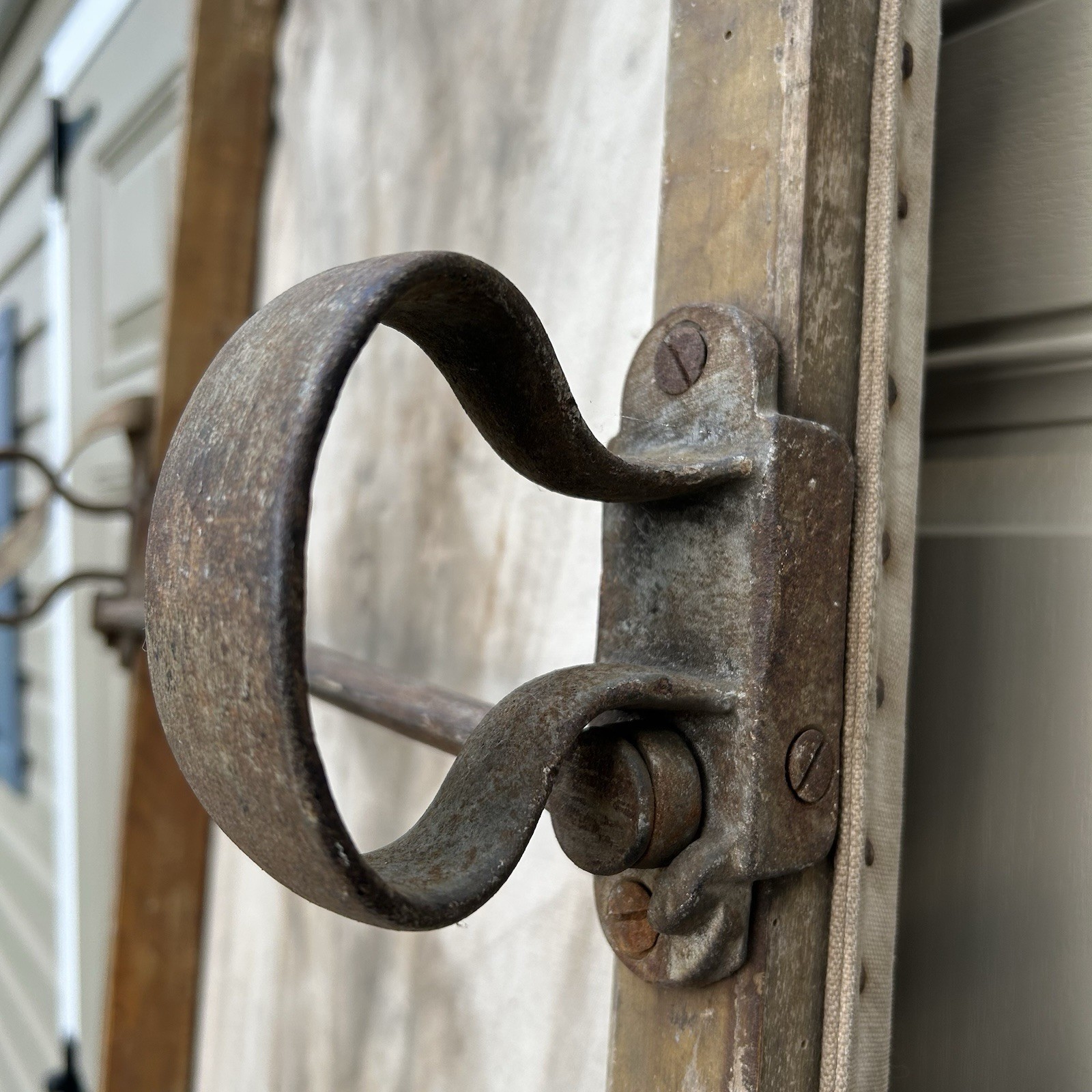 Antique World War 1 Era Medic Stretcher Canvas Gurney Litter WWI Iron Loop Feet