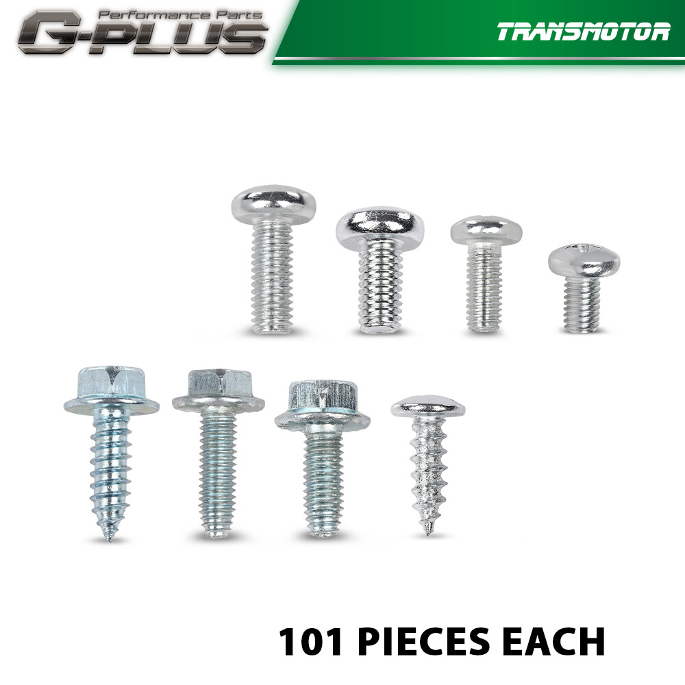 800 License Plate Screws (100 each/8 different) for Auto Dealers - Bulk quantity