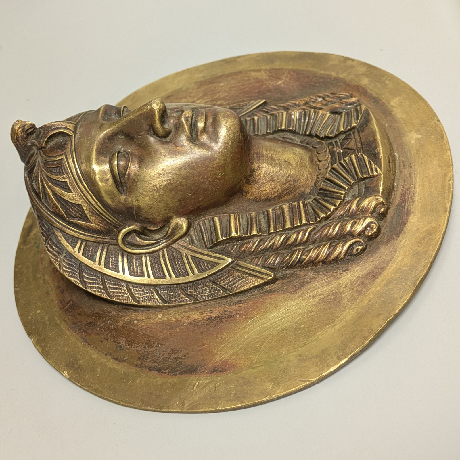 P.E. Guerin NY Egyptian Pharaoh Bust Brass Wall Plaque 7” Egypt