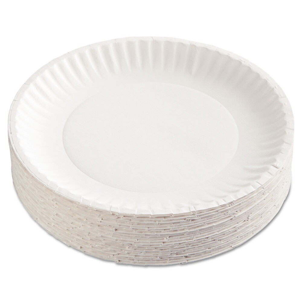AJM Packaging Corporation PP9GRAWH 9 in. Paper Plates - White (1200/Carton) New
