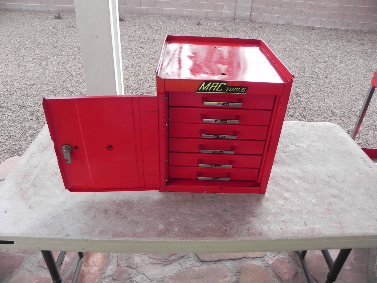 Vintage Mac Tools MB302 H3 6 Drawer Mini Side Cabinet Red USA 2 Keys (NICE)