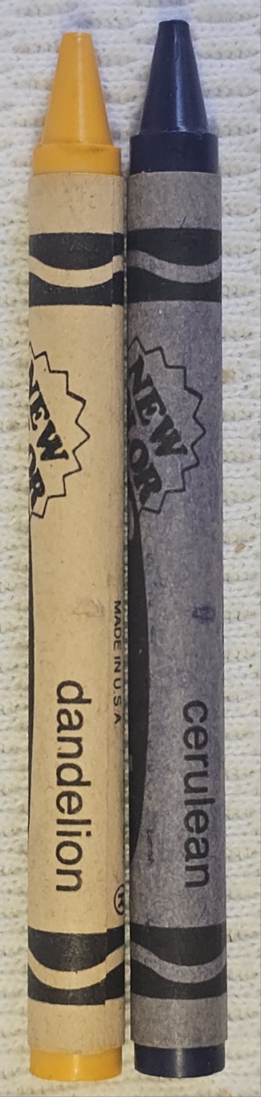 1990 Crayola Crayons 1st EVER Dandelion Cerulean + Indian Red Thistle Goldenrod