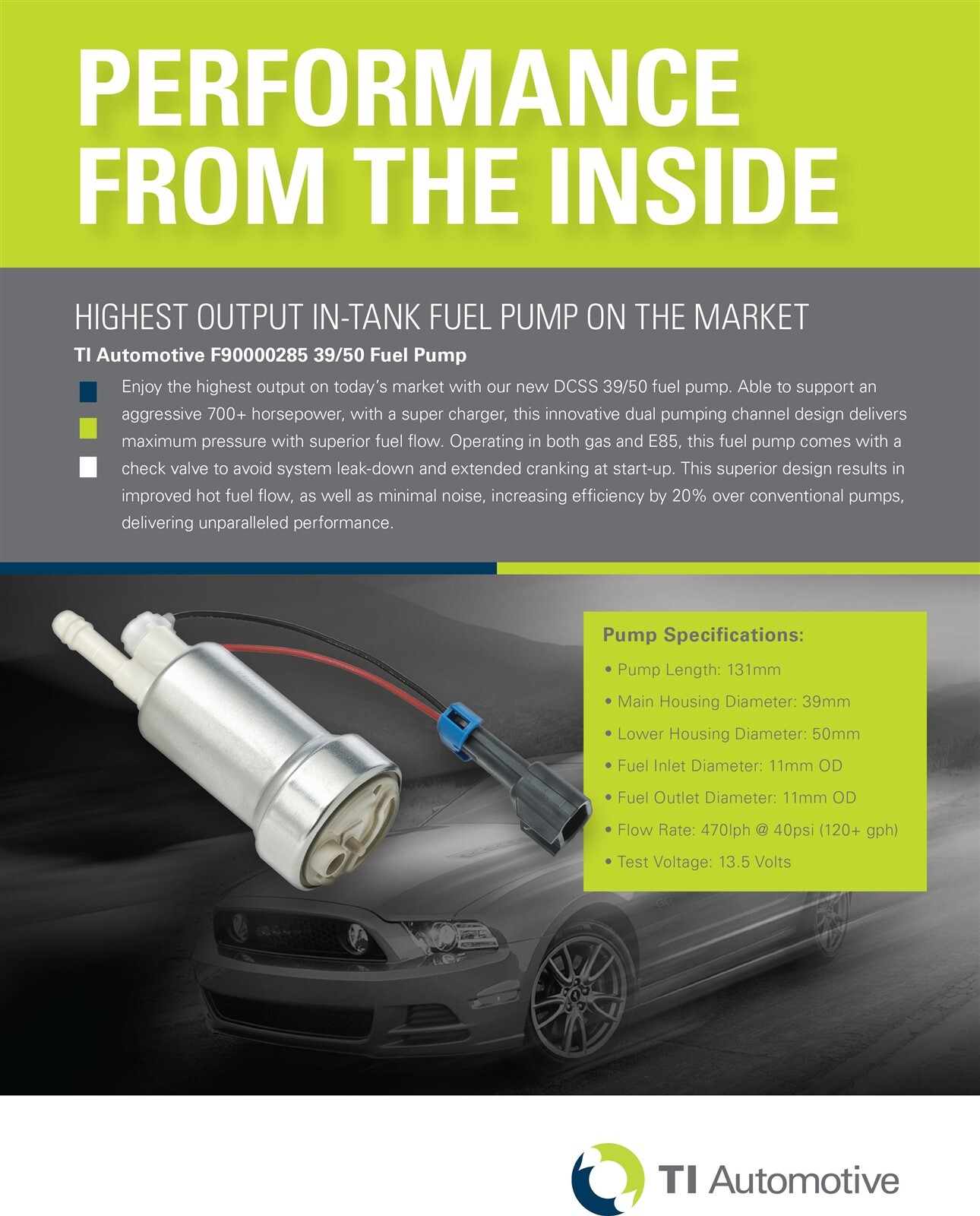 GENUINE WALBRO/TI F90000285 525LPH HELLCAT E85 Fuel Pump + QFS Install Kit