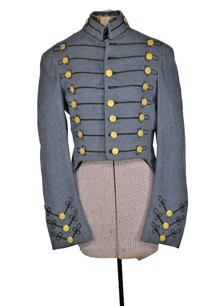 antique military jacket uniform chest 34 Cadet blue wool original 19thc