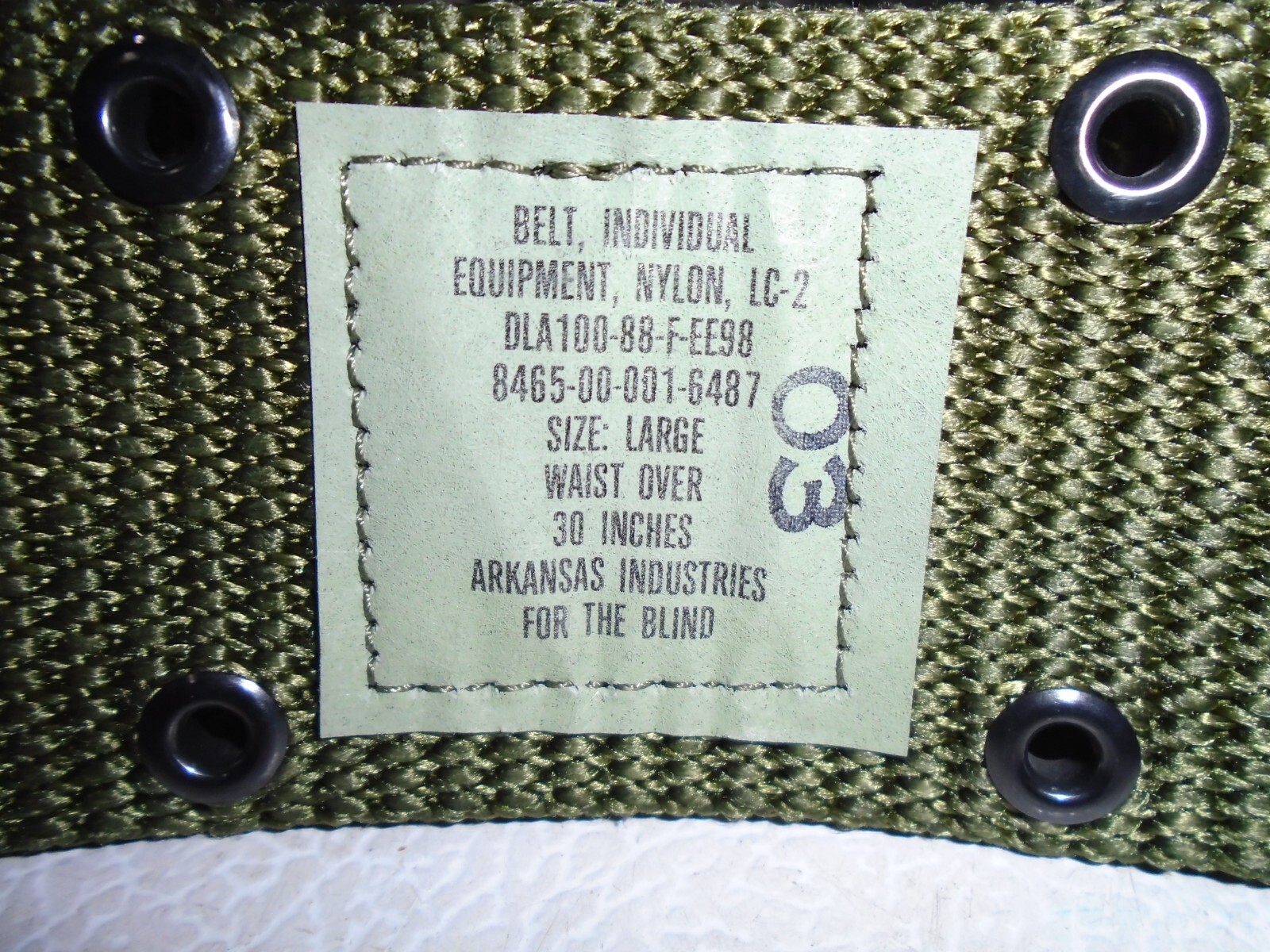 NEW US Military Individual Equipment Nylon Webbing LC Belt OD Green Size Large