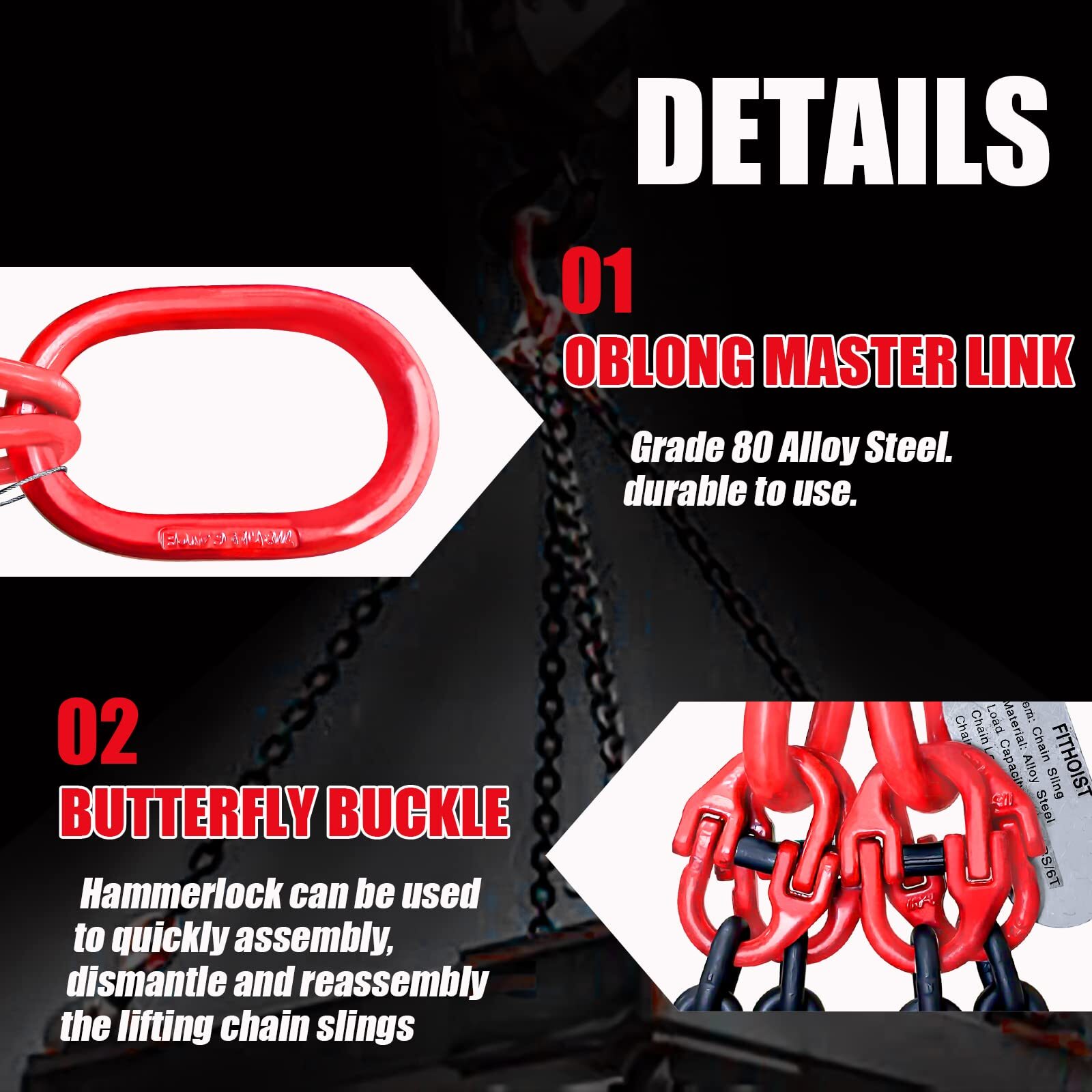 3 Ton 4 Leg Chain Sling, G80 Alloy Steel 4 Way Chain Slings Quadruple Leg Slings