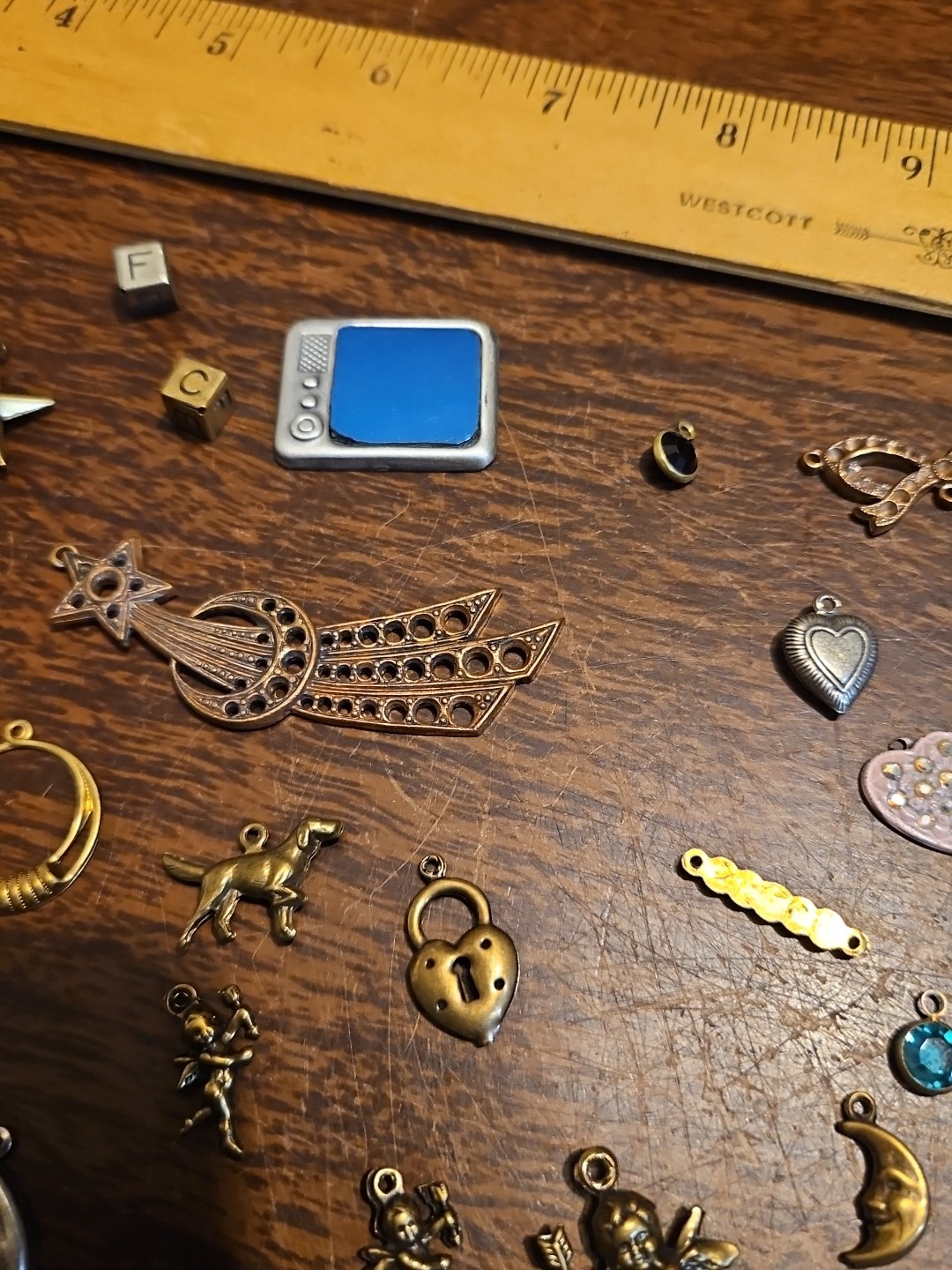 Lot Of 50 Mixed Parts Pcs France Vintage 60s Brass Stampings Findings Jewelry 10