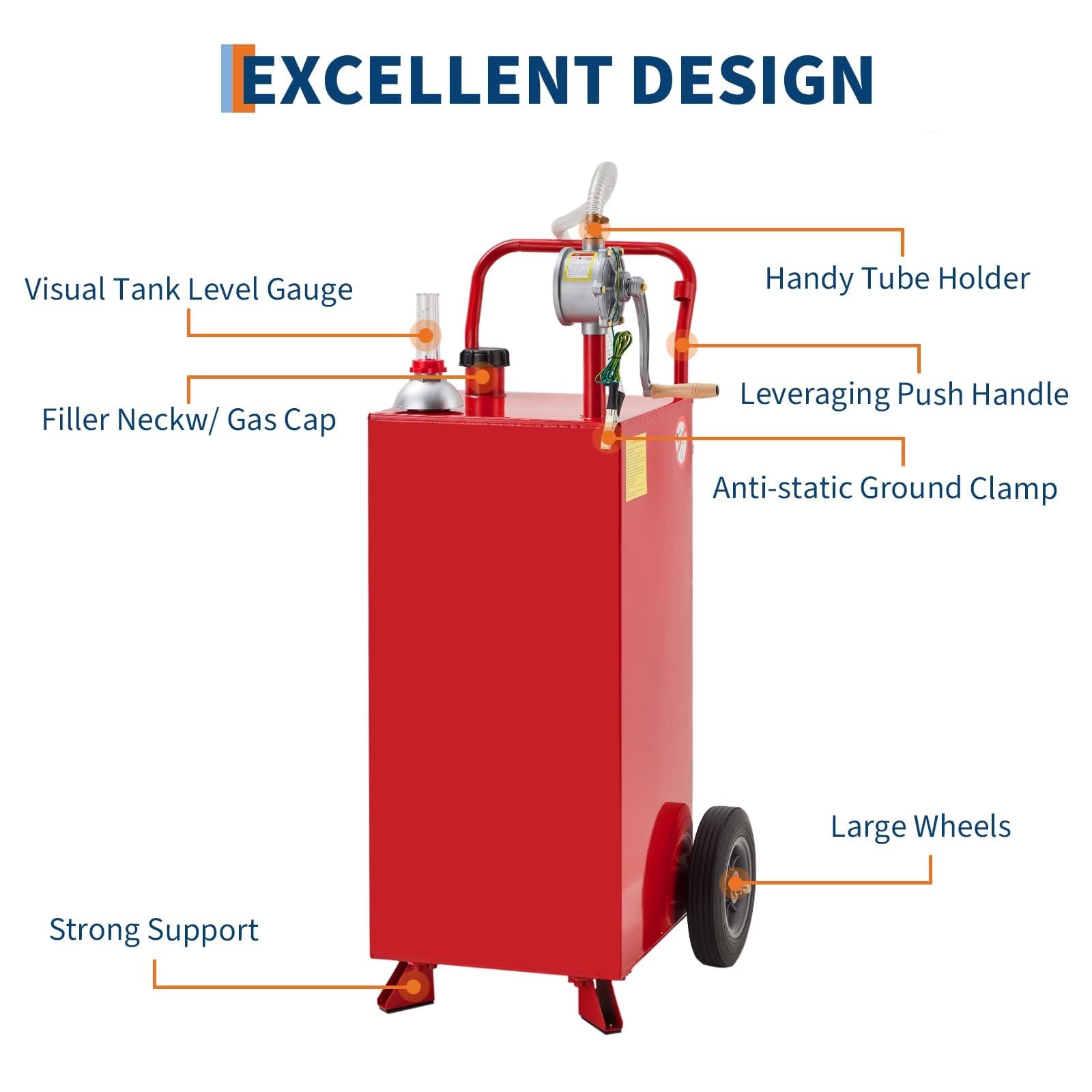 30/35/40/50 Gallon Fuel Caddy Fuel Storage Tank w/ Manual Transfer Pump & Wheels