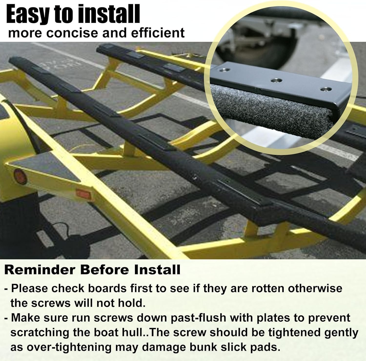 10PCS Boat Trailer Bunk Slides Kit - 8 Bunk Pads&2 Enders,Fits 3 Inch x 10 Inch