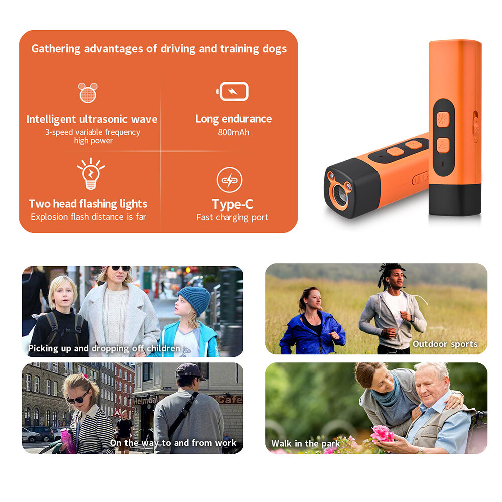 Ultrasonic Dog Bark Deterrent Behavior Corrector Stop Barking/Jumping Flashlight