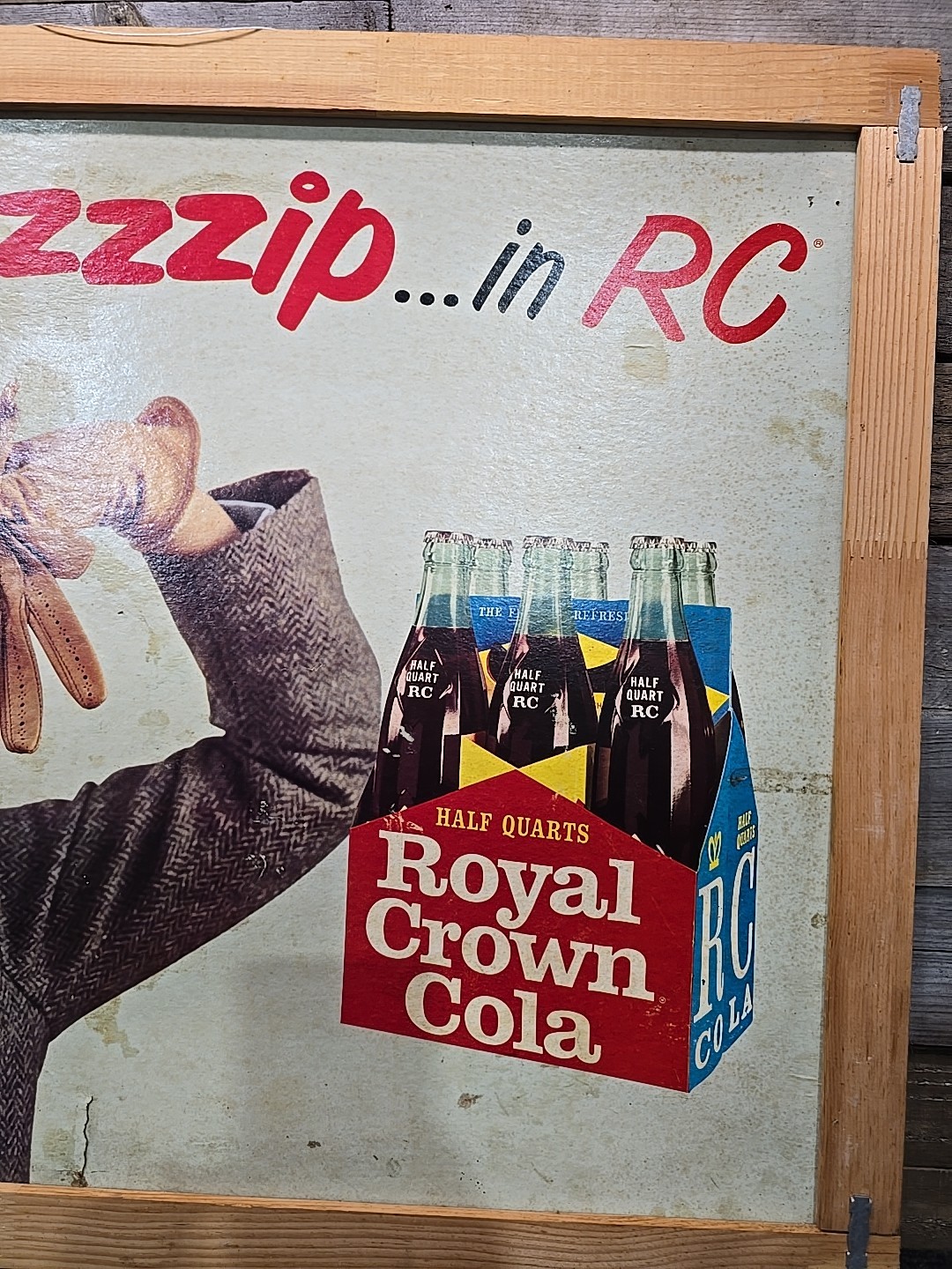 1960s Royal Crown Cola Cardboard Advertising Sign You'll Flip At The ZZZip In RC