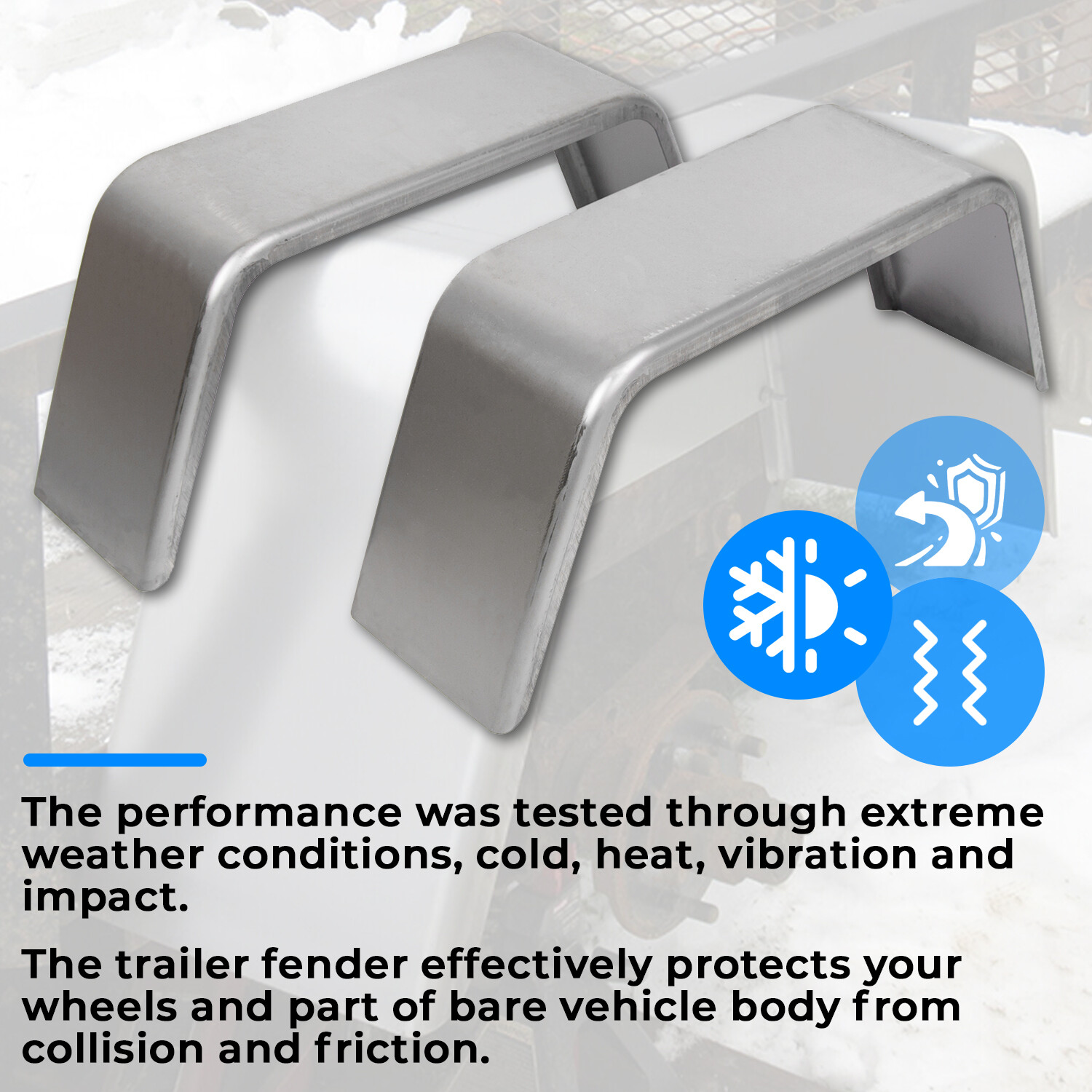 Set of 2 Square Steel Cargo Trailer Fenders Pair 14"-16" wheels