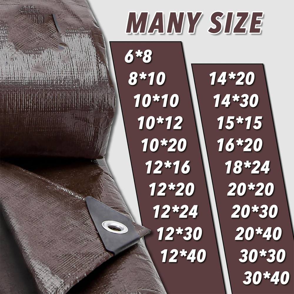 Heavy Duty Tarp 5/10/16/18/20 Mil Waterproof Tarpaulin Cover w/ Grommets