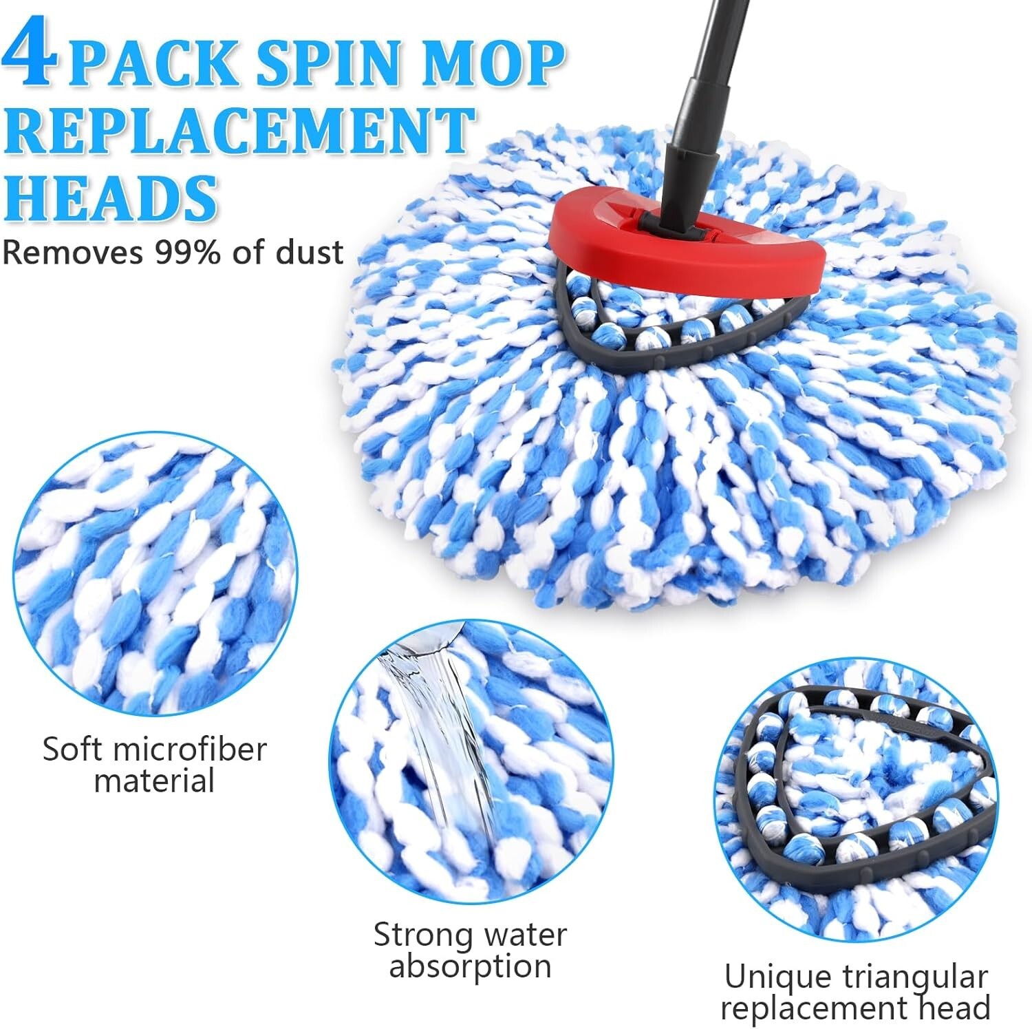 2/4 Pack Spin Mop Refills O-Cedar Rinse Clean 2-Tank System Replacement Heads