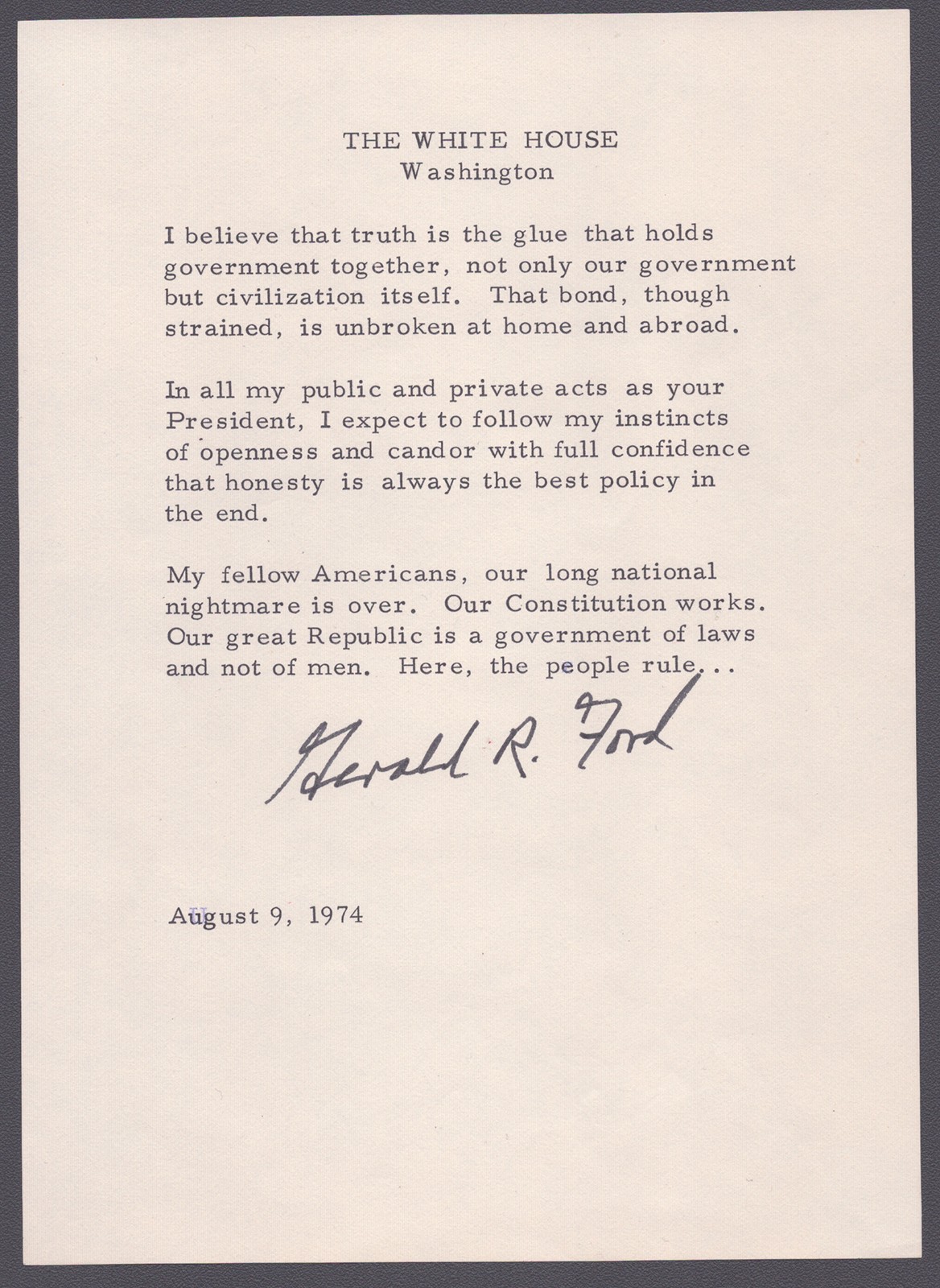 GERALD R. FORD - TYPESCRIPT SIGNED