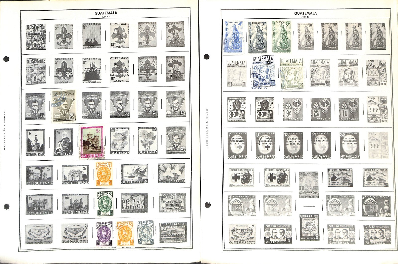 Guatemala Stamp Collection on 25 Harris Pages, 1902-1986 (BH)