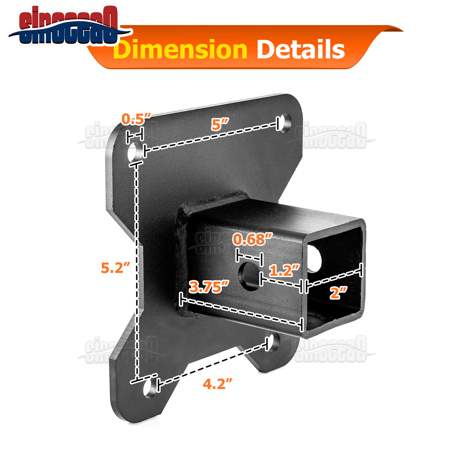 For 2014-2024 4WD Polaris RZR XP 1000 2" Hitch Receiver + Rear Hitch Mount