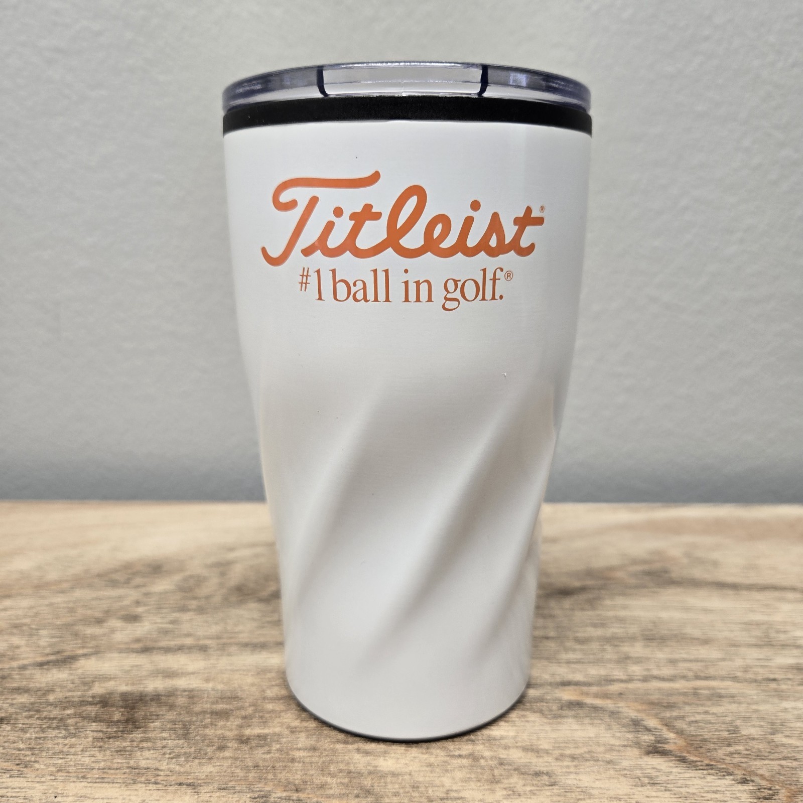 Titleist Velocity 16oz White Steel Tumbler/Clear Plastic Sealable Lid NEW