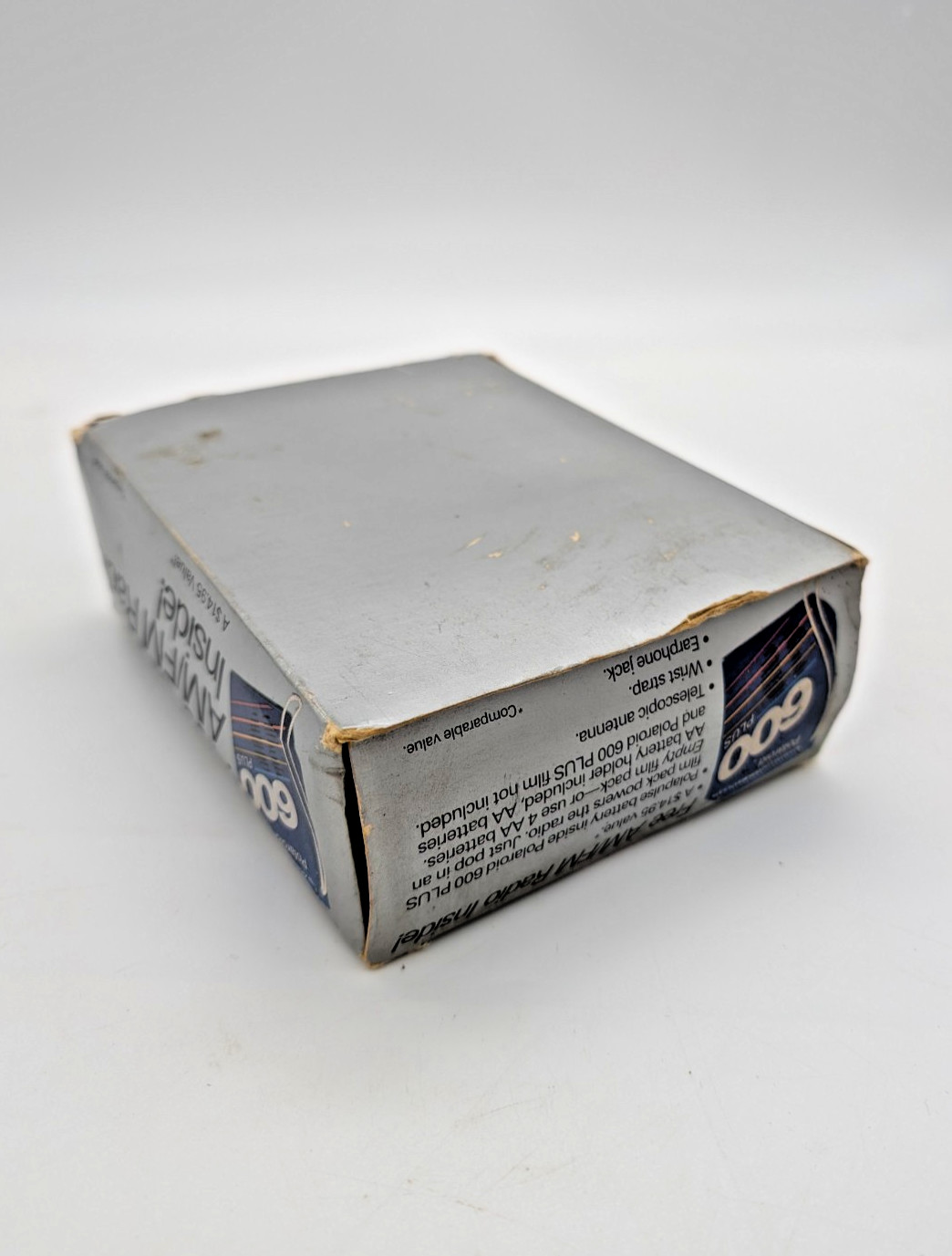 Vintage Polaroid 600 Plus Blue AM FM Promotional Radio With Box Tested - WORKS