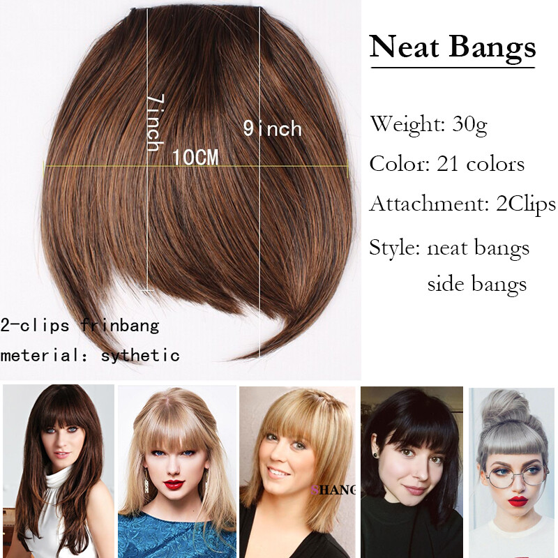 Thin Neat Bangs AS Remy Human Hair Extensions Clip in on Fringe Front Hairpiece