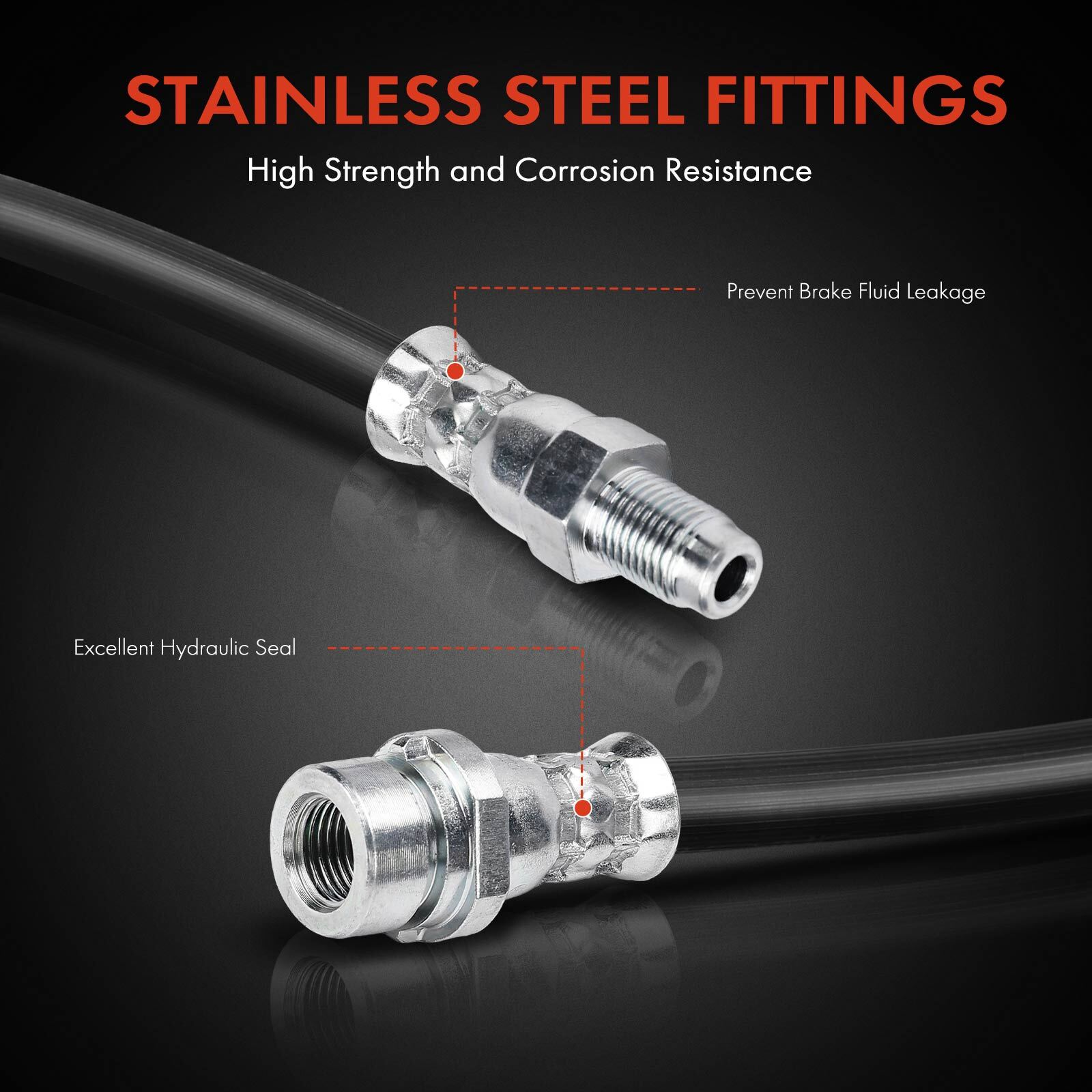 2Pcs Front Side Brake Hydraulic Hose for Ford Escape 08-12 Mazda Tribute Mercury