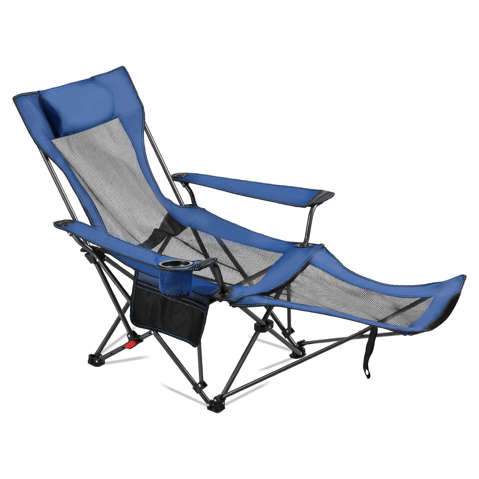 Uimoso Portable Folding Reclining Camping Chair for Adults, Heavy-Duty, Blue
