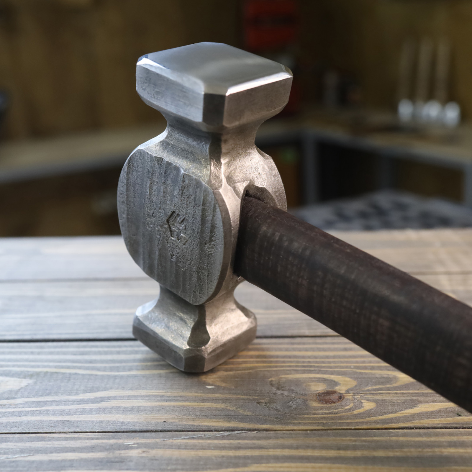 Blacksmith Rounding Hammer 2.5 lb Hand Forged C70W2 Steel Ash Handle Double Face