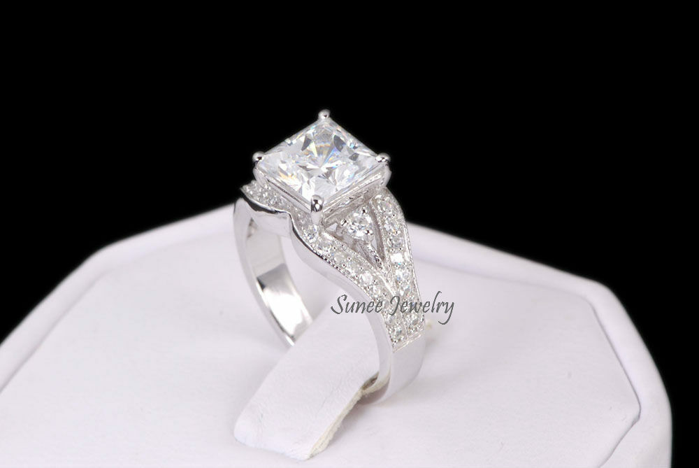 His and Hers Simulated Princess Cut 925 Wedding Rings Engagement Rings