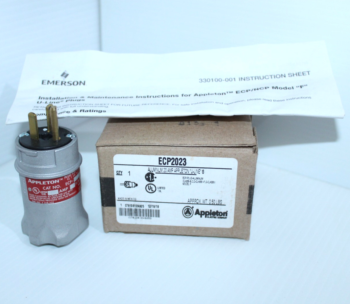 ⭐NEW IN BOX⭐ APPLETON ECP2023 20-Amp Hazardous Location Plug 20A 125Vac 2P 3W