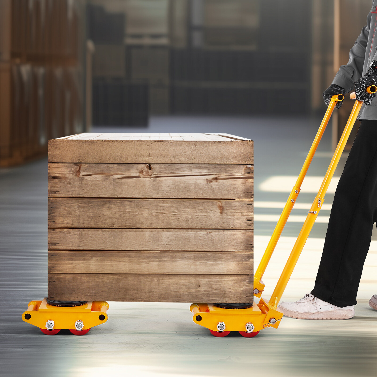 Machine Skate 13228 lbs 6T Machinery Skate Dolly with Handle 360° Rotation