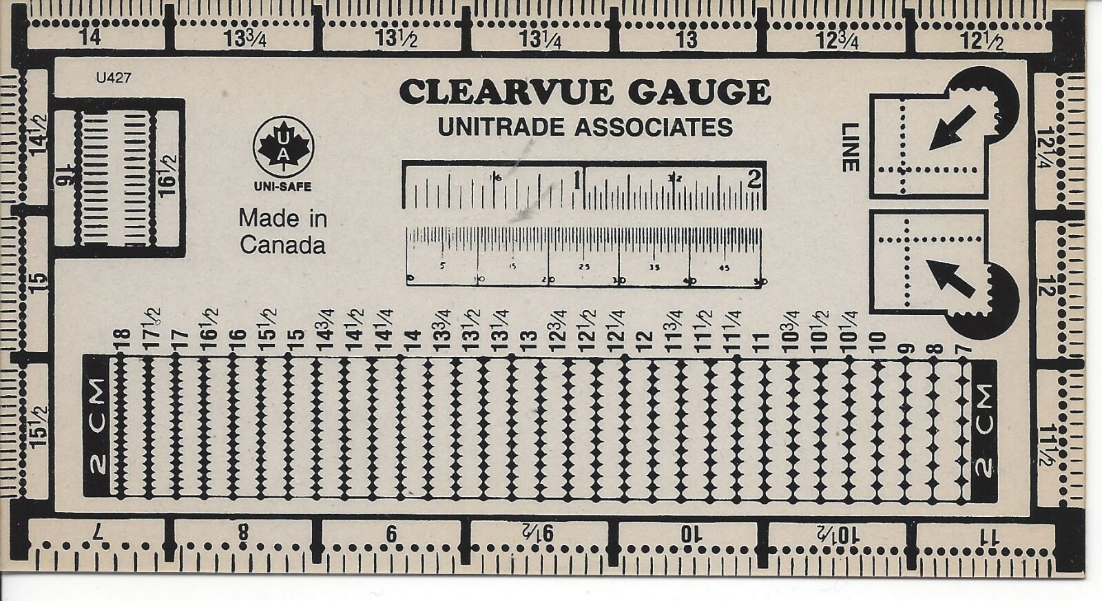 Unitrade Clearvue Perforation Gauge Measures Perfs on Paper or Off