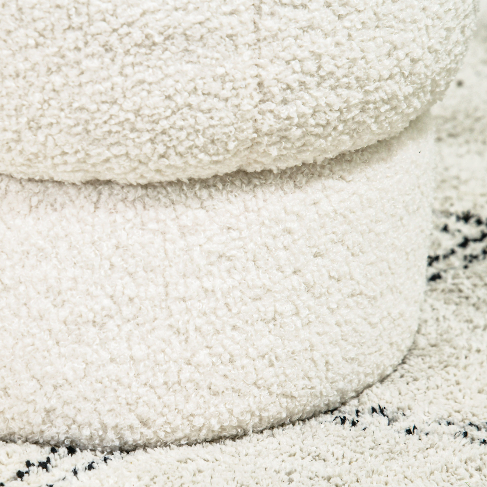 HOMCOM Round Ottoman Foot Stool with Fabric Upholstered Seat, Cream White