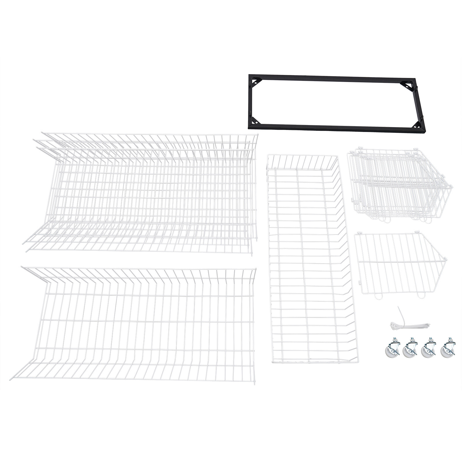 5 Tier Wire Grid Retail Display Shelf Merchandise Display Rack Stand w/4 Pulleys