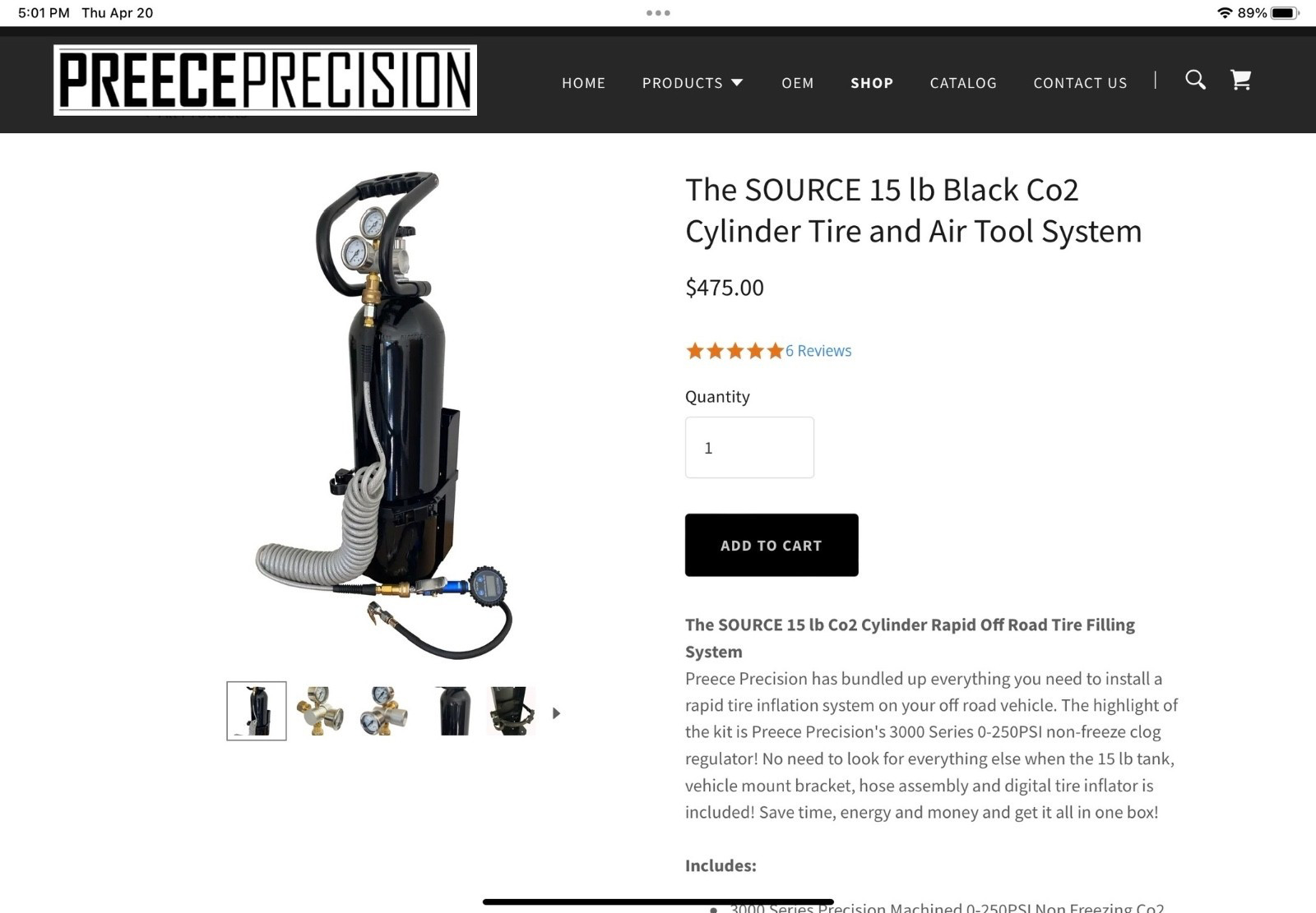 Preece Precision, The Source, 15Lbs Co2 System, 250PSI Regulator, Hose, Inflator