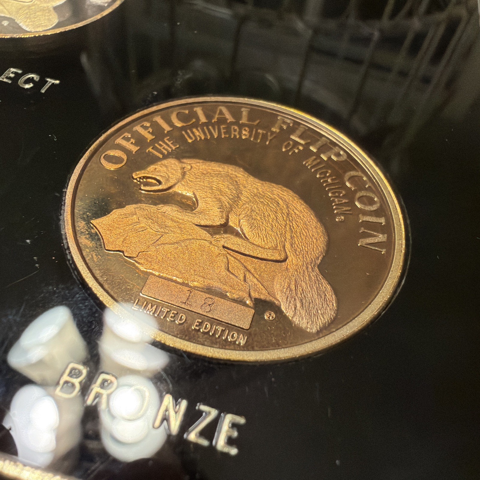 The University Of Michigan 1997 Flip Coin Proof Set 18/500 24KT Gold Pure Silver