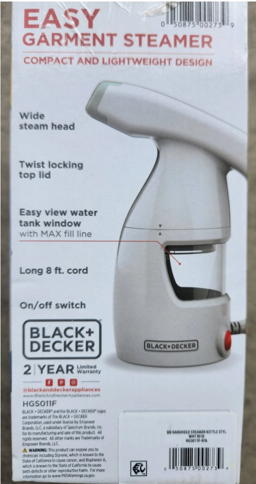 BLACK+DECKER Easy Garment Steamer BRAND NEW
