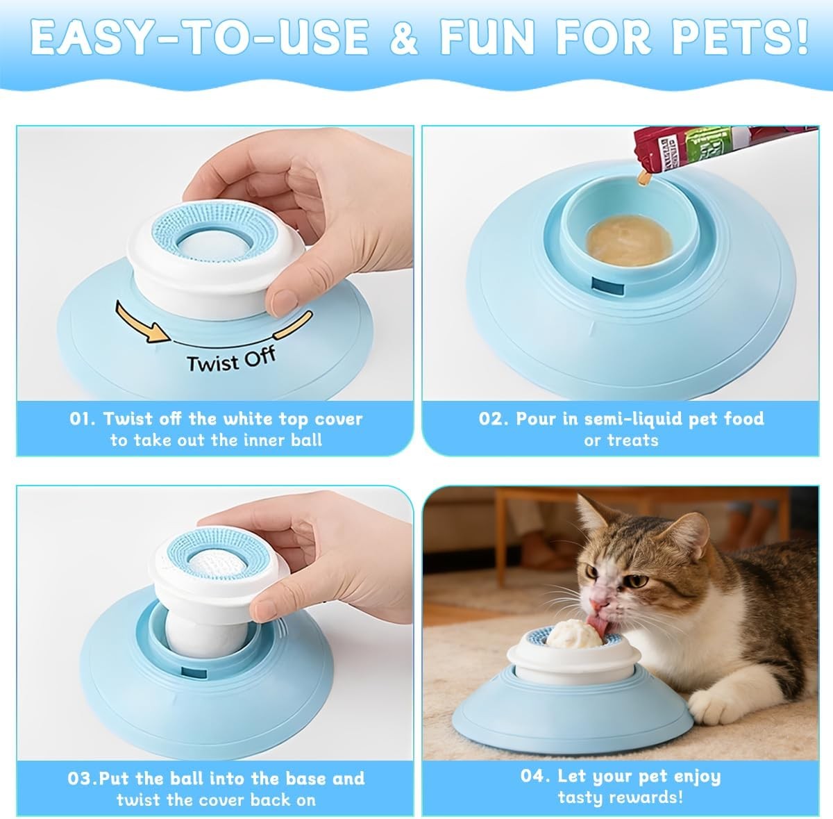 Lick Sphere Bowl for Dogs Cats, Anxieties Relief Slow Feeder Dog Lick Ball Treat