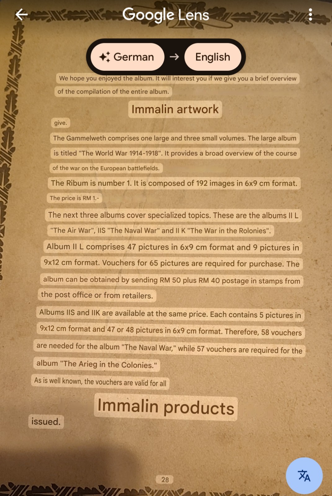 Rare Der Weltkrieg 1914/18: Der Luftkrieg" Air War WW1 German Immalin-Werke GmbH