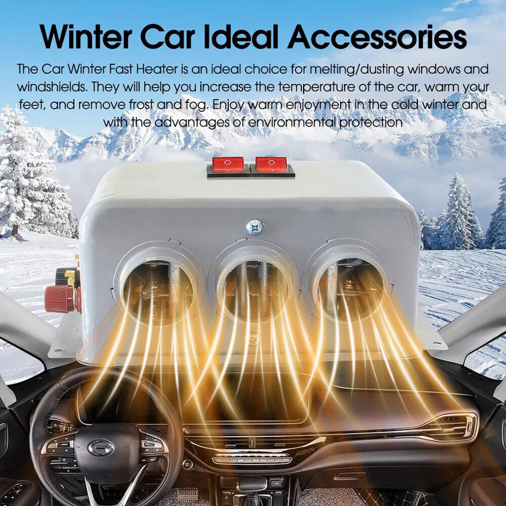 800W Electric Car Heater 3 Hole 12V DC Heating Fan Defogger Defroster Demister