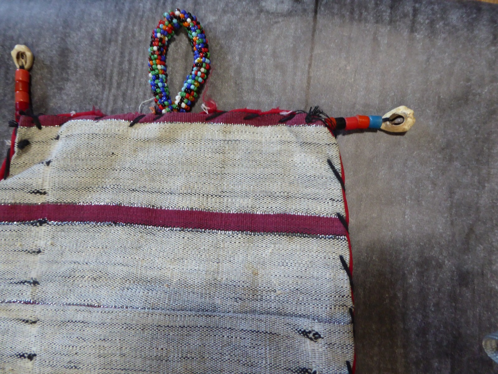 African Tribal Ceremonial Beaded Art Wall Hanging Cowrie Shell 3D Elephant Mask