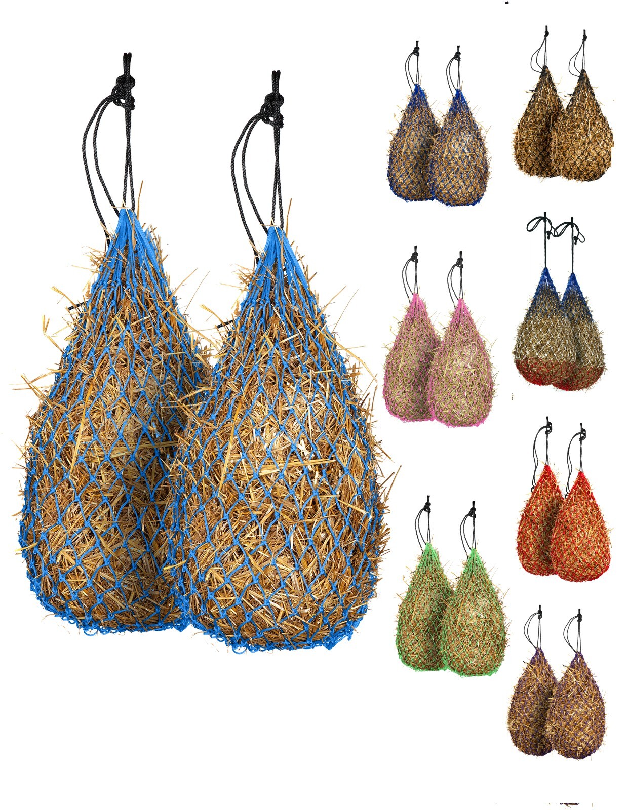 Majestic Ally 2 pcs Slow Feed 42” Hay Net with soft 2"x2" holes for Horses