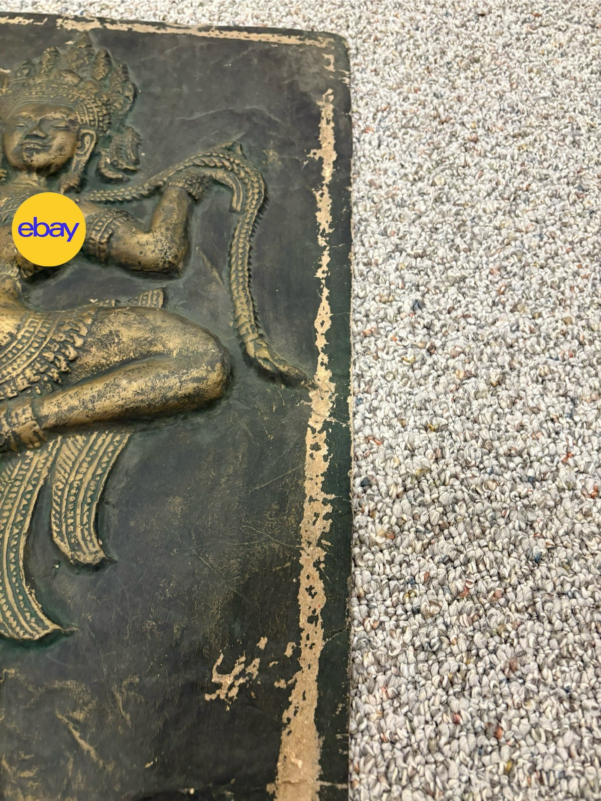 Vintage Rubbings Apsaras Dancing Pair Rice Paper Art Bas Relief Cambodian Thai