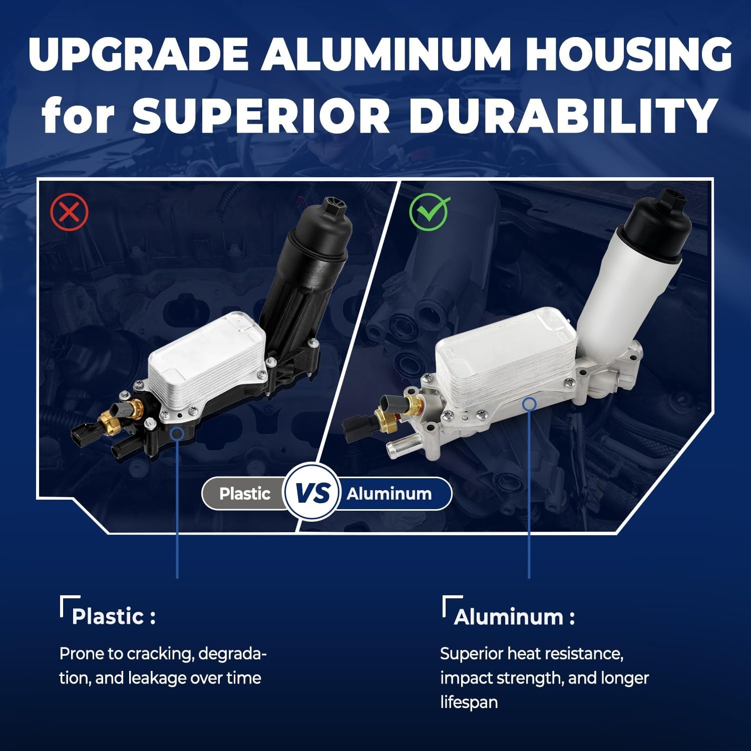 Aluminum Engine Oil Cooler Filter Housing for 11-16 Dodge Jeep Chrysler Ram 3.6L