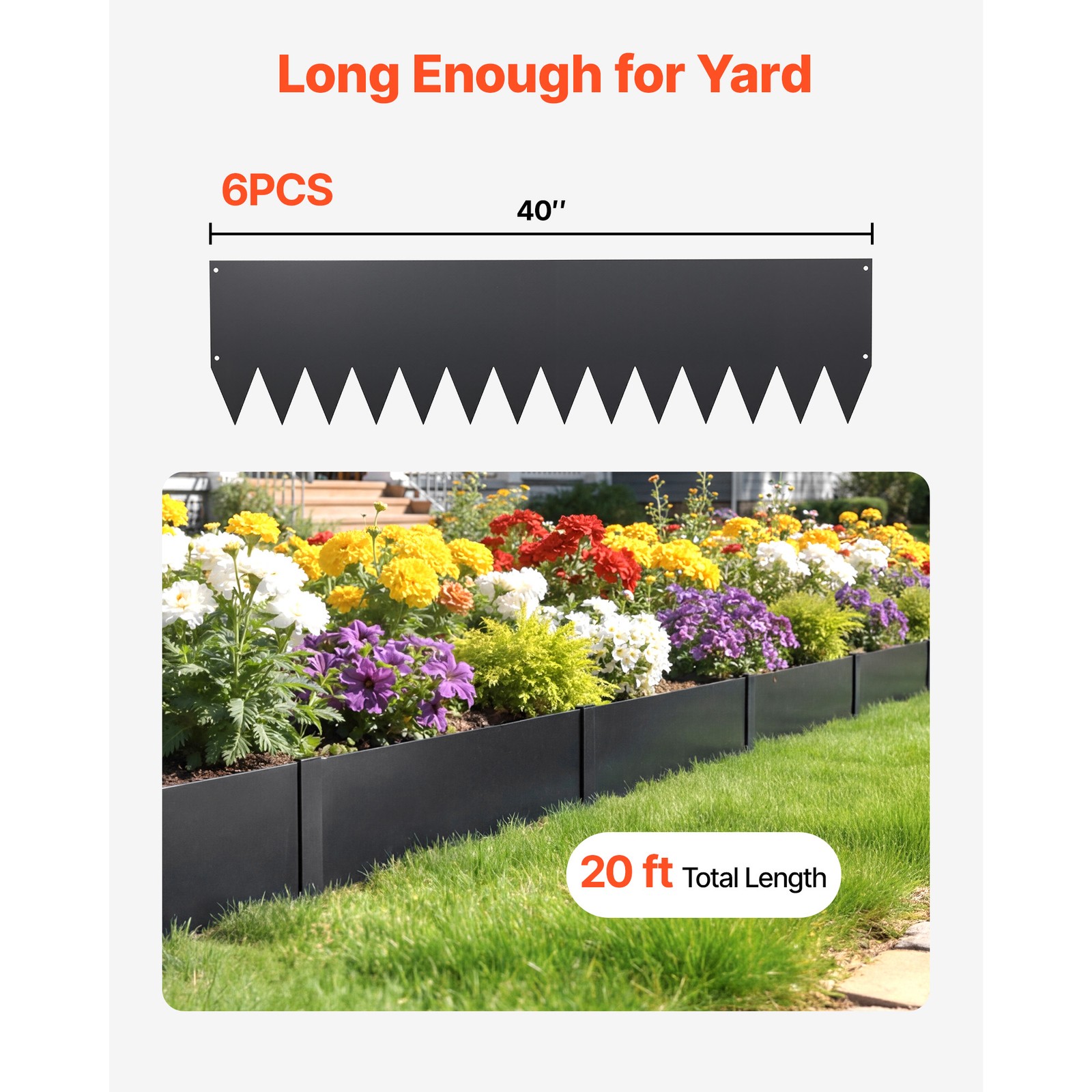 Uimoso Galvanized Steel Landscape Edging 40 x10 in Metal Garden Border, Set of 6