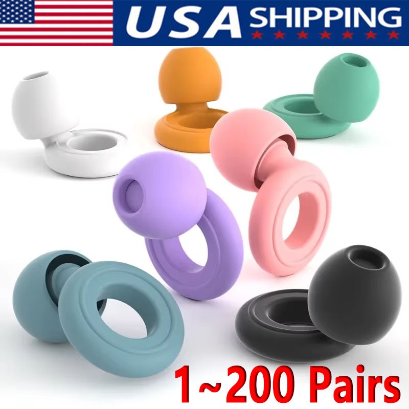 Reusable Silicone Ear Plugs Noise Cancelling Earplugs Protector Study Sleep Swim