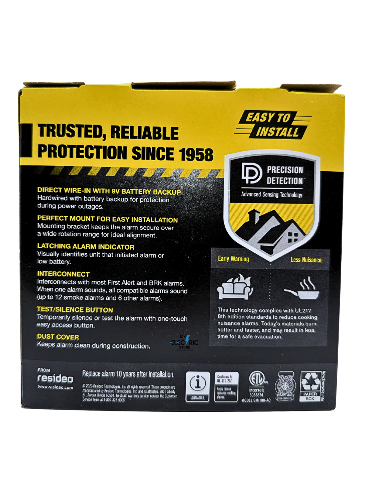 First Alert SMI100-AC Smoke Detector & Alarm, AC Powered Battery Backup-BRK