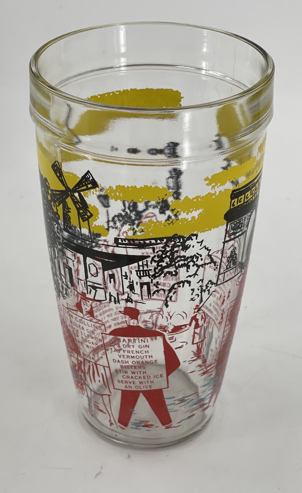 Vintage MCM Bloomfield Industries US Paris Cocktail Shaker w/Recipes Thick Glass